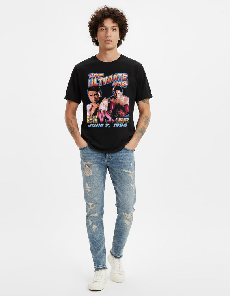 Rare De La Hoya VS Chavez The Ultimate Glory Boxing Doublesided T-Shirt Vintage Style Custom Unisex Graphic Tee