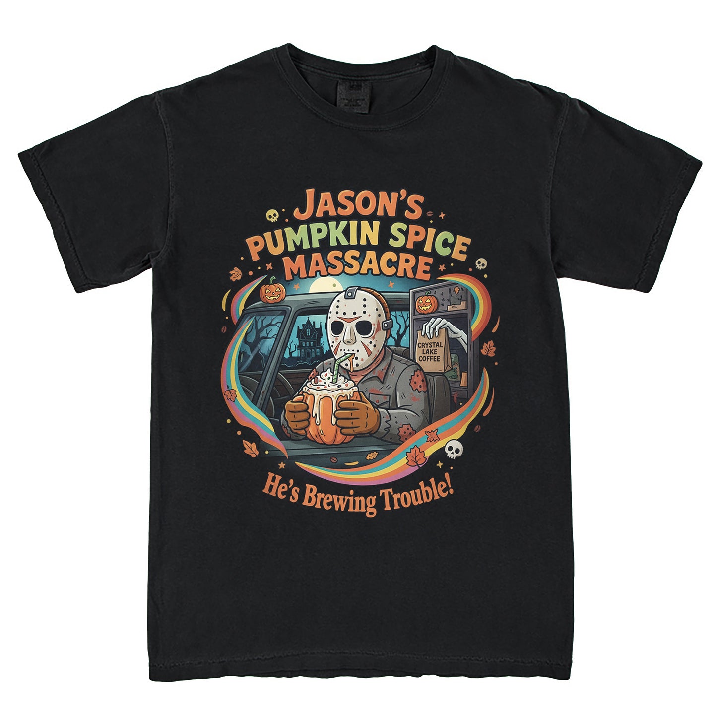 Jason's Pumpkin Spice Massacre T-Shirt Vintage Style Custom Unisex Graphic Tee