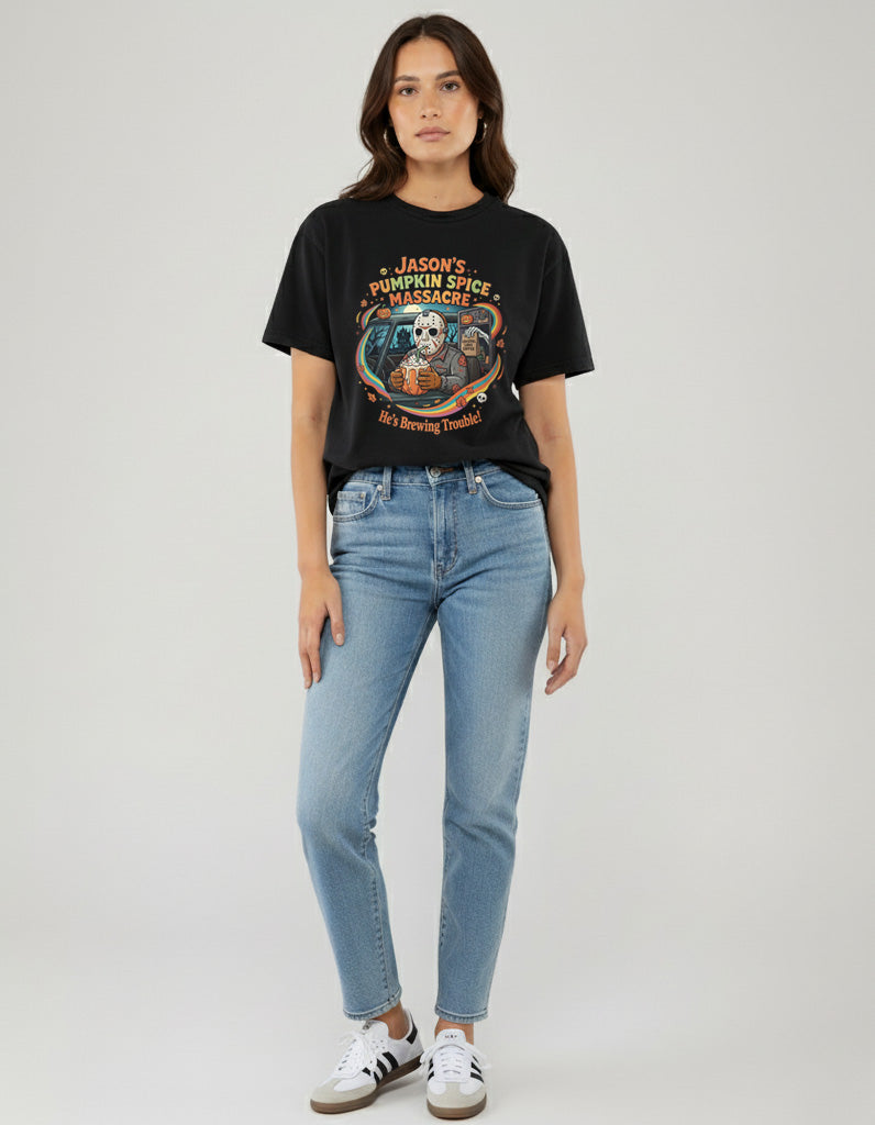 Jason's Pumpkin Spice Massacre T-Shirt Vintage Style Custom Unisex Graphic Tee