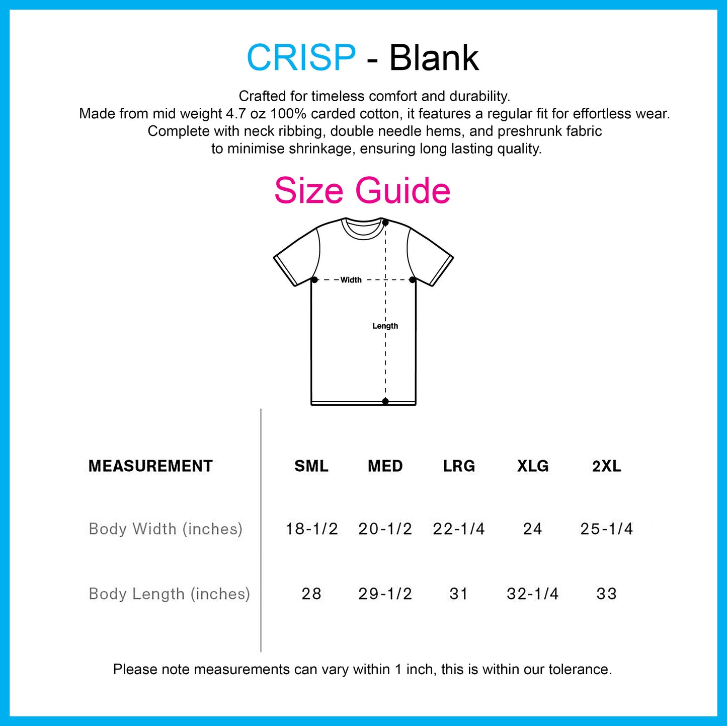 CRISP - Custom Order (Front Print Only)
