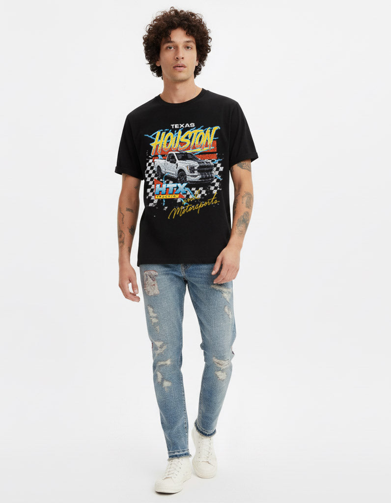 Houston Truckin' & Motorsports T-Shirt Vintage Style Custom Unisex Graphic Tee