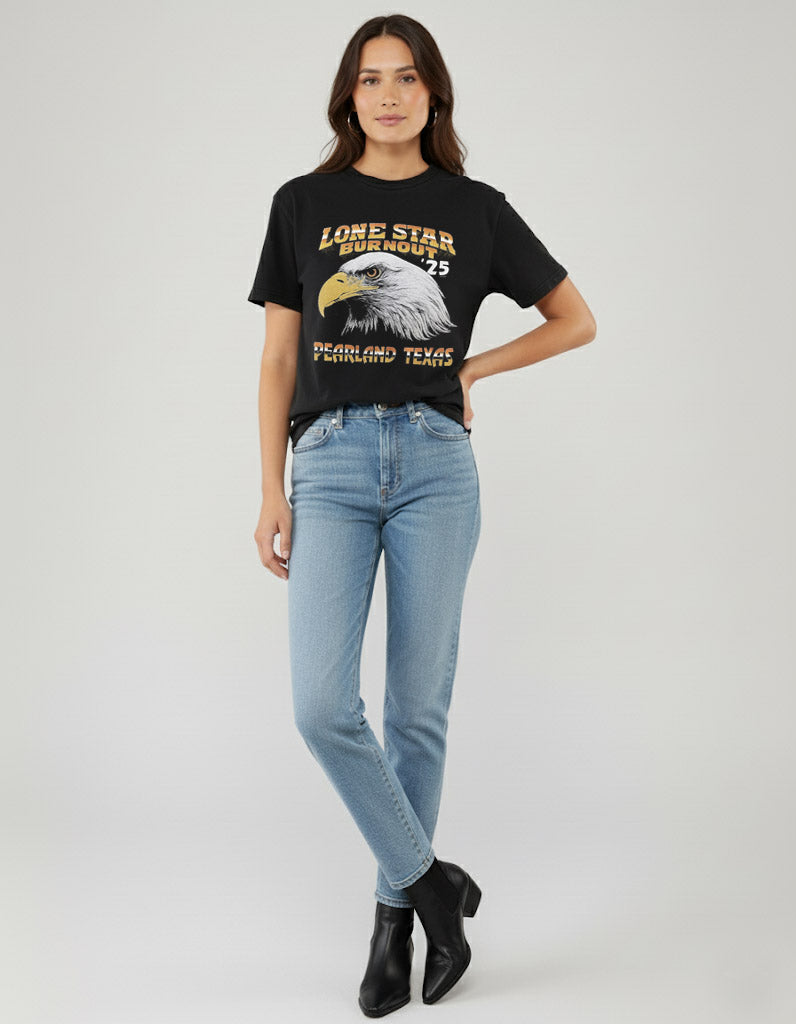 Lone Star Burnout Pearland Texas T-Shirt Vintage Style Custom Unisex Graphic Tee Classic Cotton Short Sleeve Crew Neck