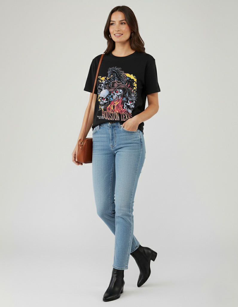 Raised In Fire Houston Texas T-Shirt Vintage Style Custom Unisex Graphic Tee