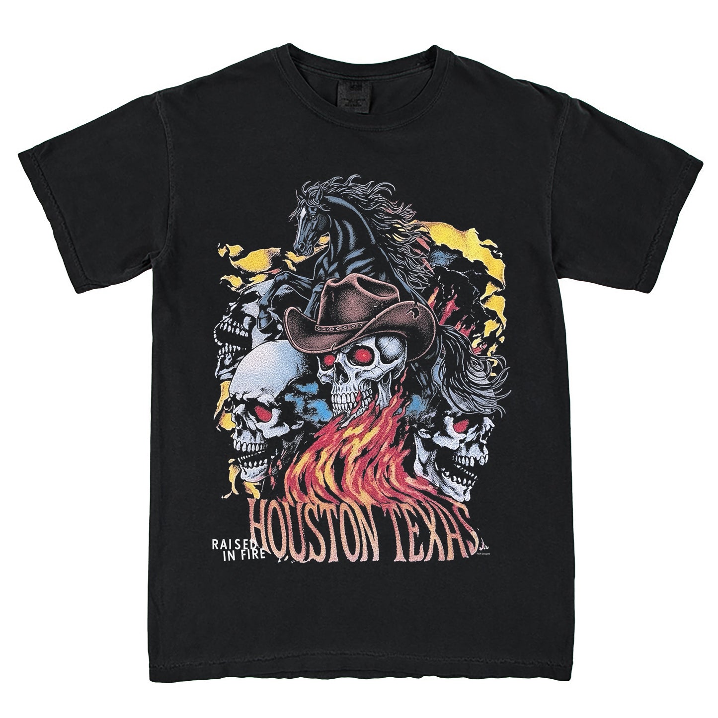 Raised In Fire Houston Texas T-Shirt Vintage Style Custom Unisex Graphic Tee