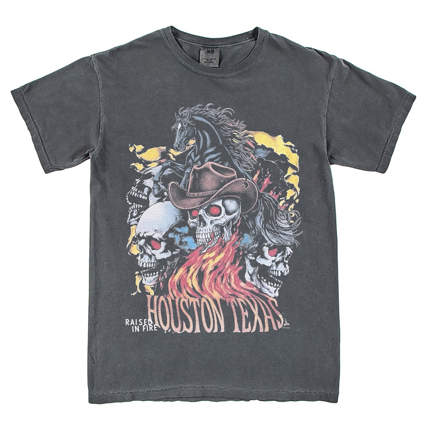 Raised In Fire Houston Texas T-Shirt Vintage Style Custom Unisex Graphic Tee