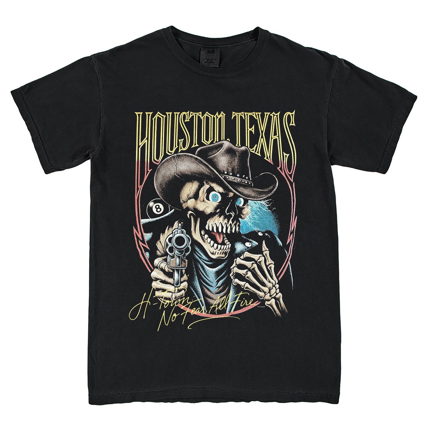 H-Town No Fear All Fire T-Shirt Vintage Style Custom Unisex Graphic Tee