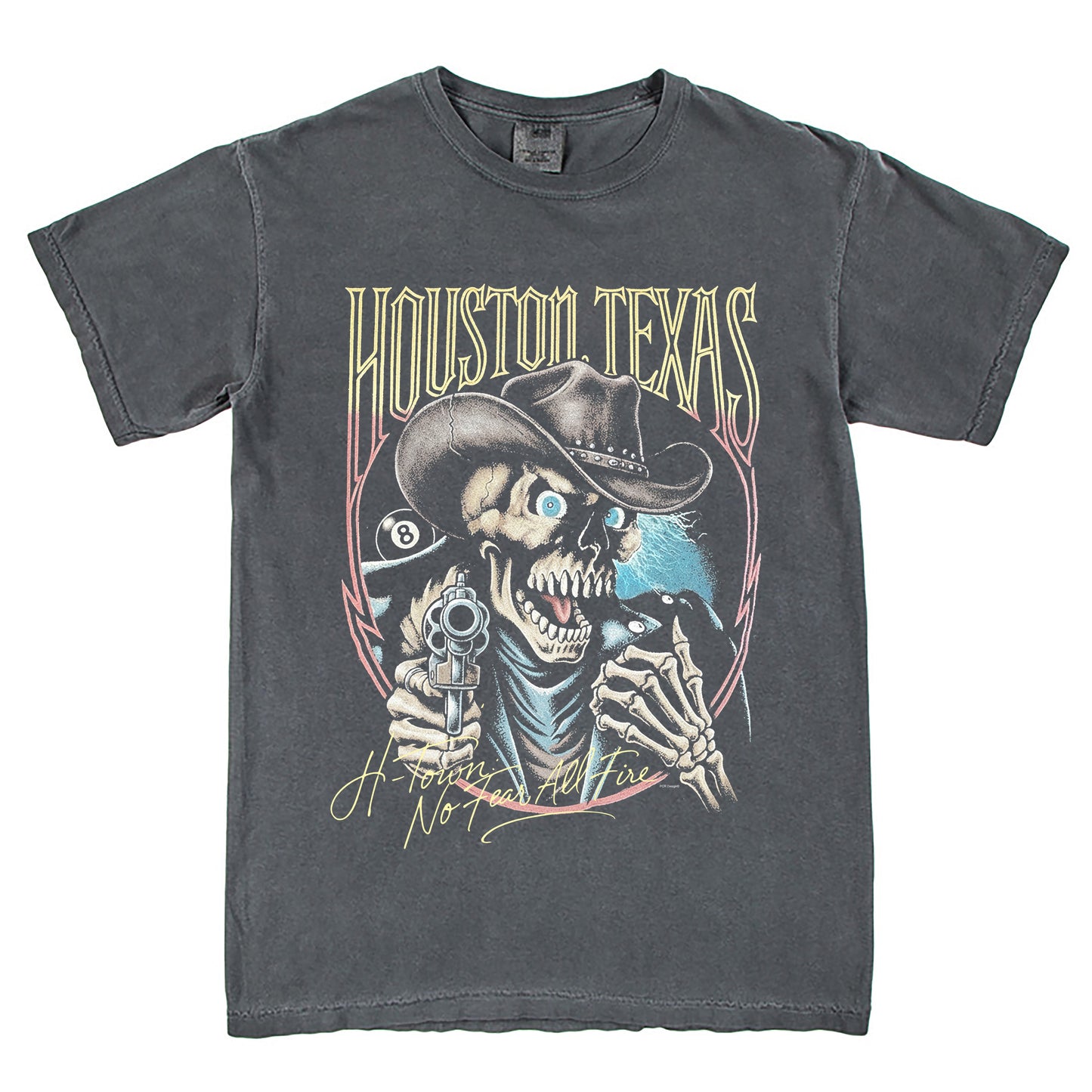 H-Town No Fear All Fire T-Shirt Vintage Style Custom Unisex Graphic Tee