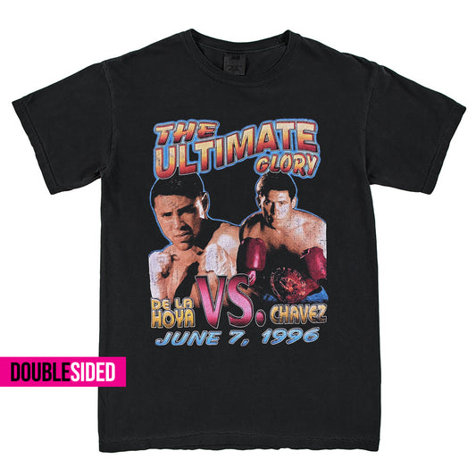 Rare De La Hoya VS Chavez The Ultimate Glory Boxing Doublesided T-Shirt Vintage Style Custom Unisex Graphic Tee