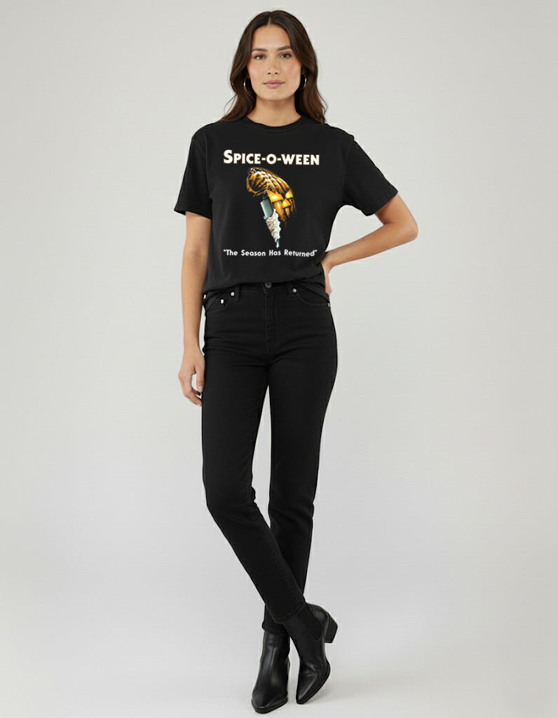 Spice-O-Ween Halloween Pumpkin Spice Latte T-Shirt Vintage Style Custom Unisex Graphic Tee