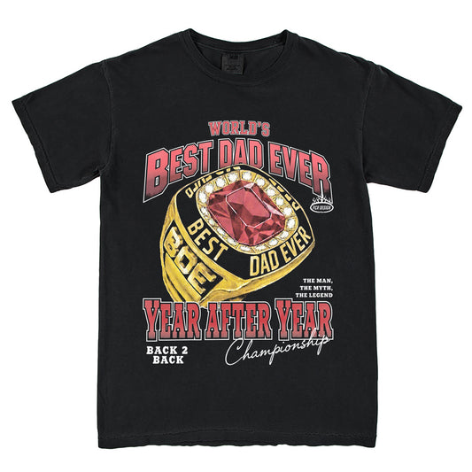 Worlds Best Dad Championship T-Shirt Vintage Style Custom Unisex Graphic Tee Classic Cotton Short Sleeve Crew Neck